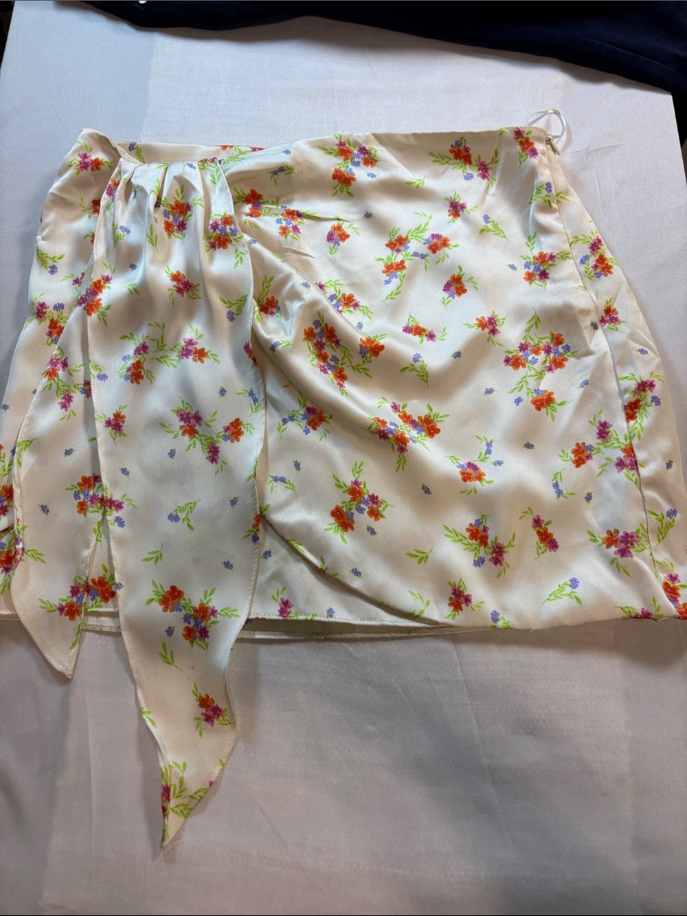 Zara Ivory Floral Wrap Skirt Size L